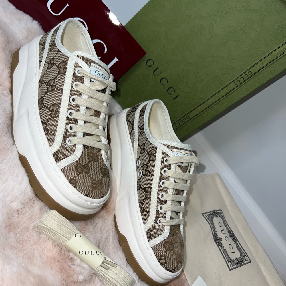 Gucci Beige and White Logo Sneakers - Picture 7 of 7